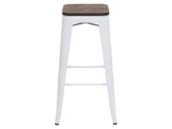 Taburete de bar MCW-A73 Metal apilable, blanco