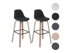 Taburete de bar MCW-A89 (set de 2), textil, gris oscuro
