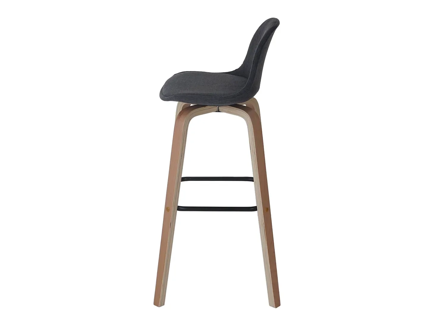 Taburete de bar MCW-A89 (set de 2), textil, gris oscuro