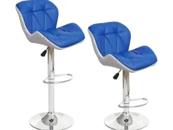 Taburete de bar MCW-A92 (set de 2), azul