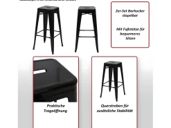 Taburete de bar MCW-A73 (set de 2), rojo