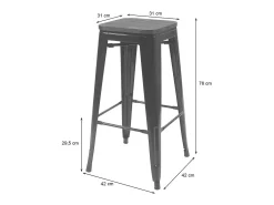 Taburete de bar MCW-A73 (set de 2), negro