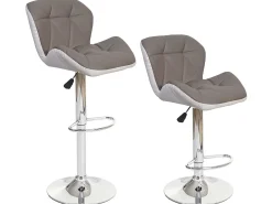 Taburete de bar MCW-A92 (set de 2), gris topo