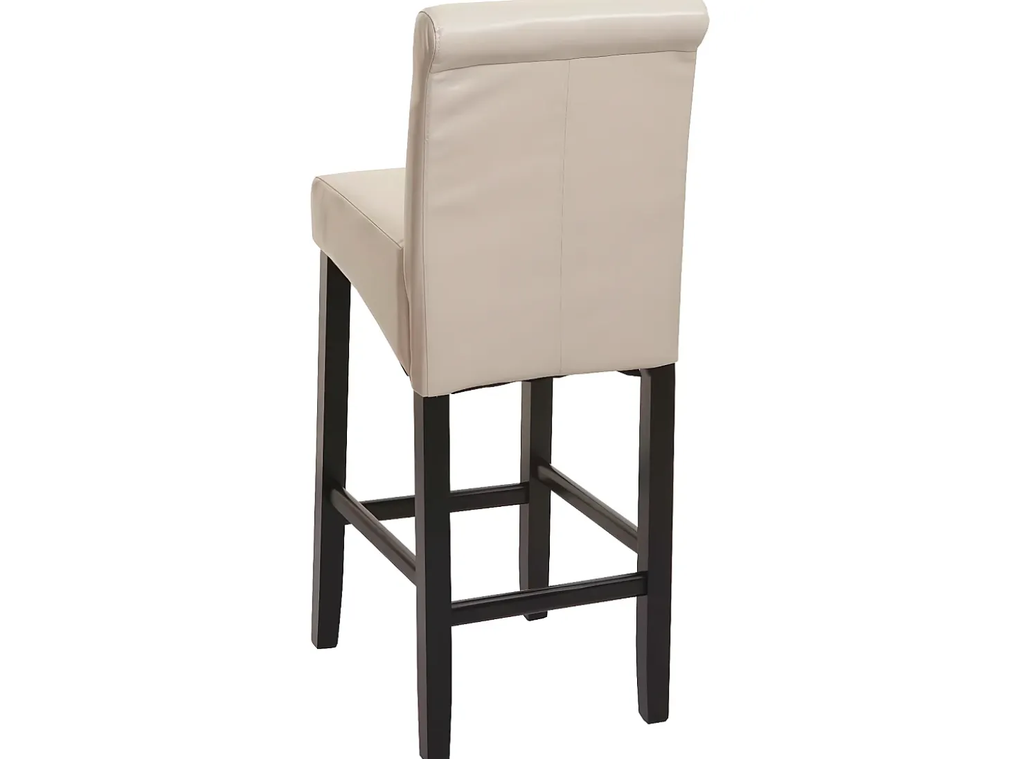 Taburete de bar MCW-C33, crema, patas oscuras, imitación de cuero