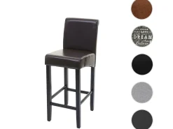 Taburete de bar MCW-C33, marrón, patas oscuras, cuero