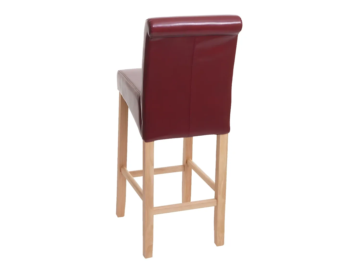 Taburete de bar MCW-C33, marrón rojizo, patas claras, imitación de cuero