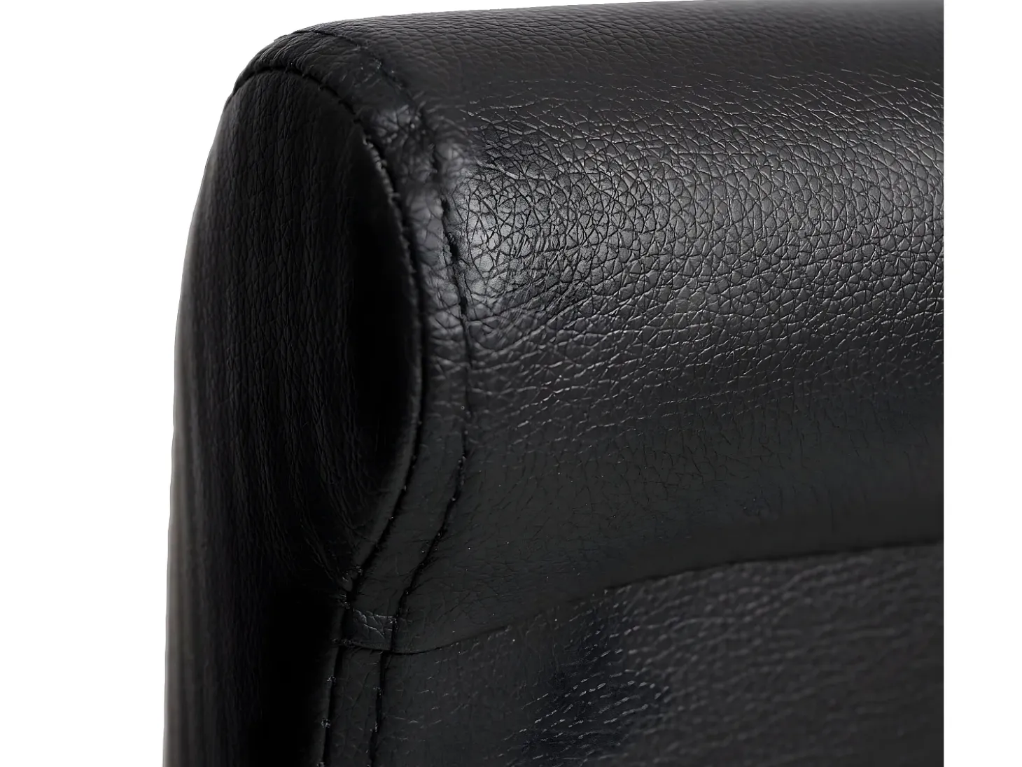 Taburete de bar MCW-C33, negro mate, patas oscuras, imitación de cuero