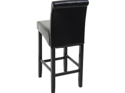 Taburete de bar MCW-C33 (juego de 2), negro, patas oscuras, cuero