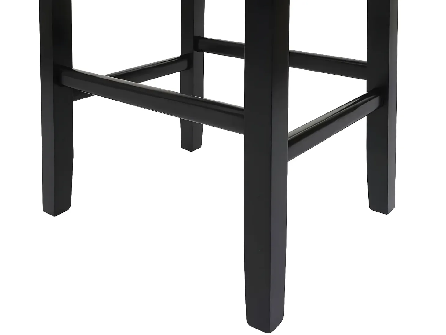 Taburete de bar MCW-C33 (juego de 2), negro, patas oscuras, cuero