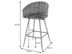 Taburete de bar MCW-D72 (juego de 2), terciopelo, gris