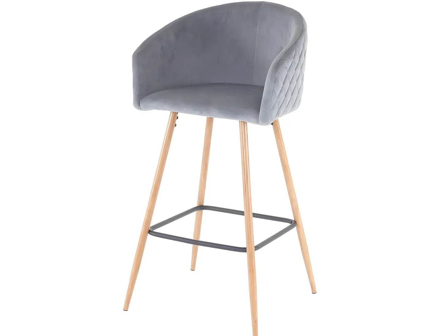 Taburete de bar MCW-D72 (juego de 2), terciopelo, gris