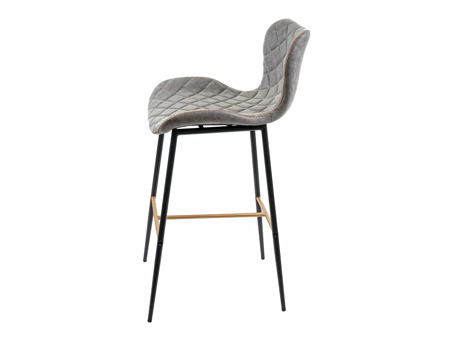 Taburete de bar MCW-E55 (juego de 2), imitación de cuero ante gris