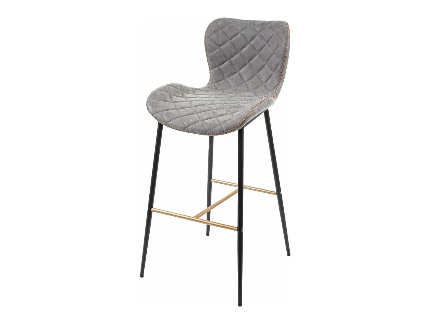 Taburete de bar MCW-E55 (juego de 2), imitación de cuero ante gris