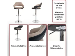 Taburete de bar MCW-F16 (juego de 2), gris-negro