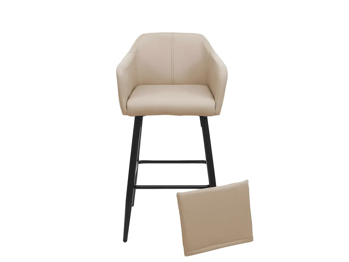 Taburete de bar MCW-H93, imitación de cuero topo-beige