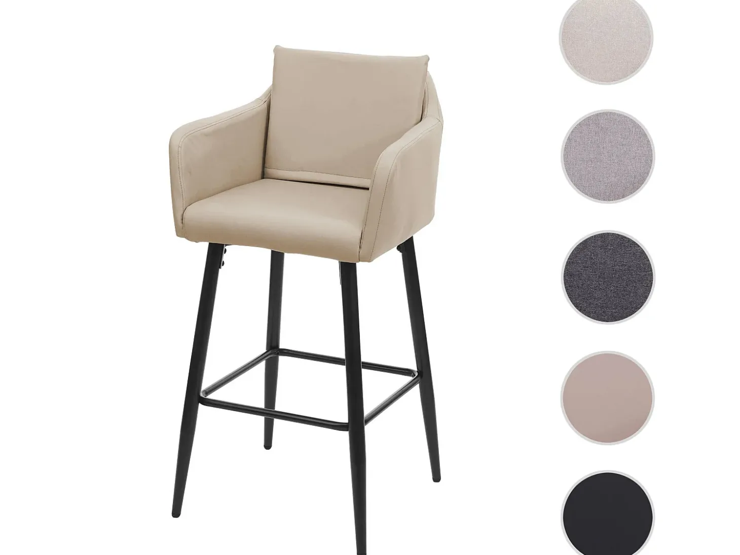 Taburete de bar MCW-H93, imitación de cuero topo-beige