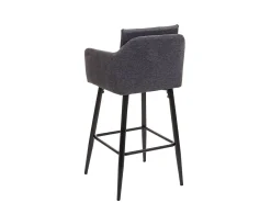 Taburete de bar MCW-H93 (juego de 2), tela/textil gris oscuro