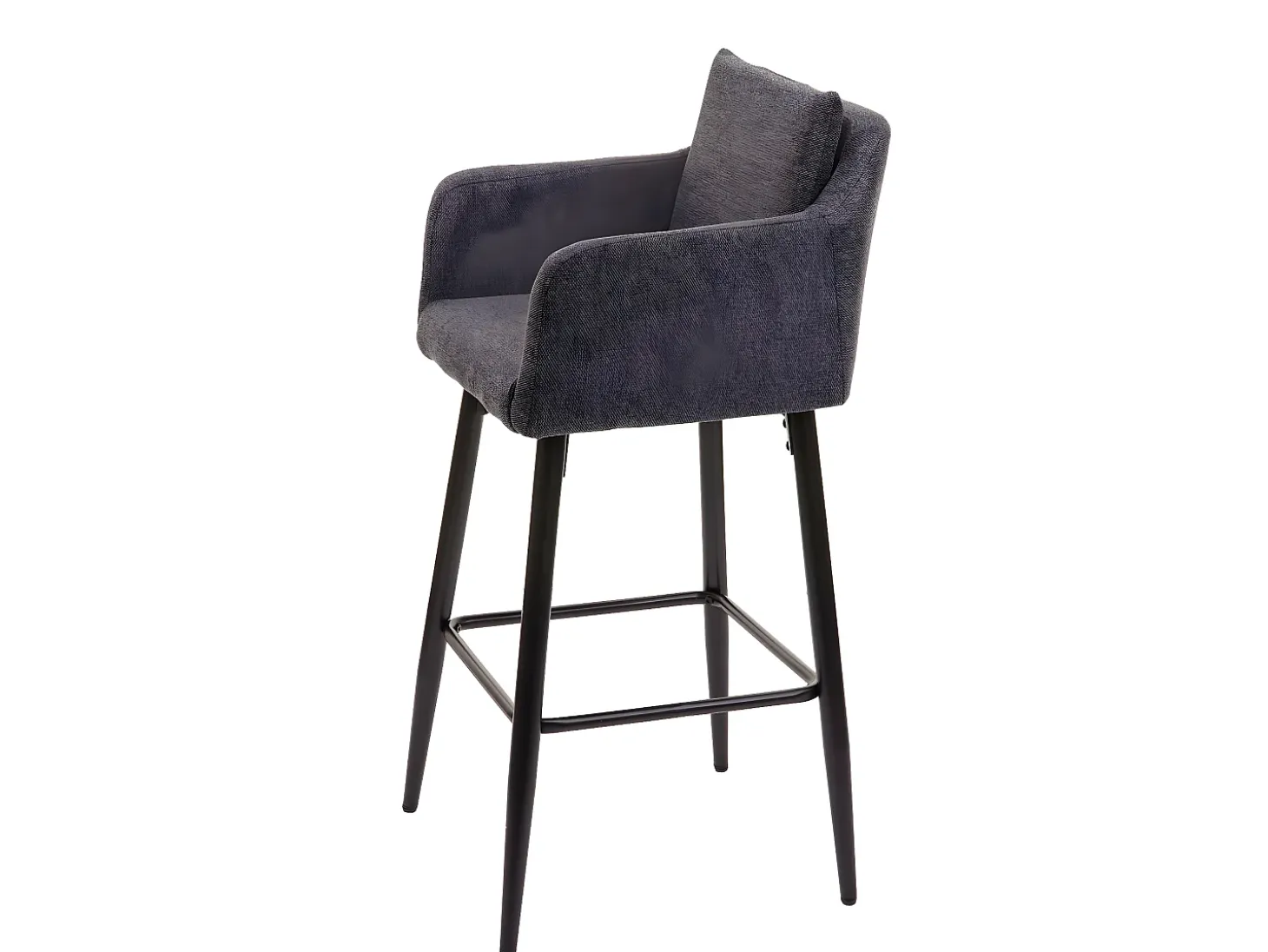 Taburete de bar MCW-H93 (juego de 2), tela/textil gris oscuro