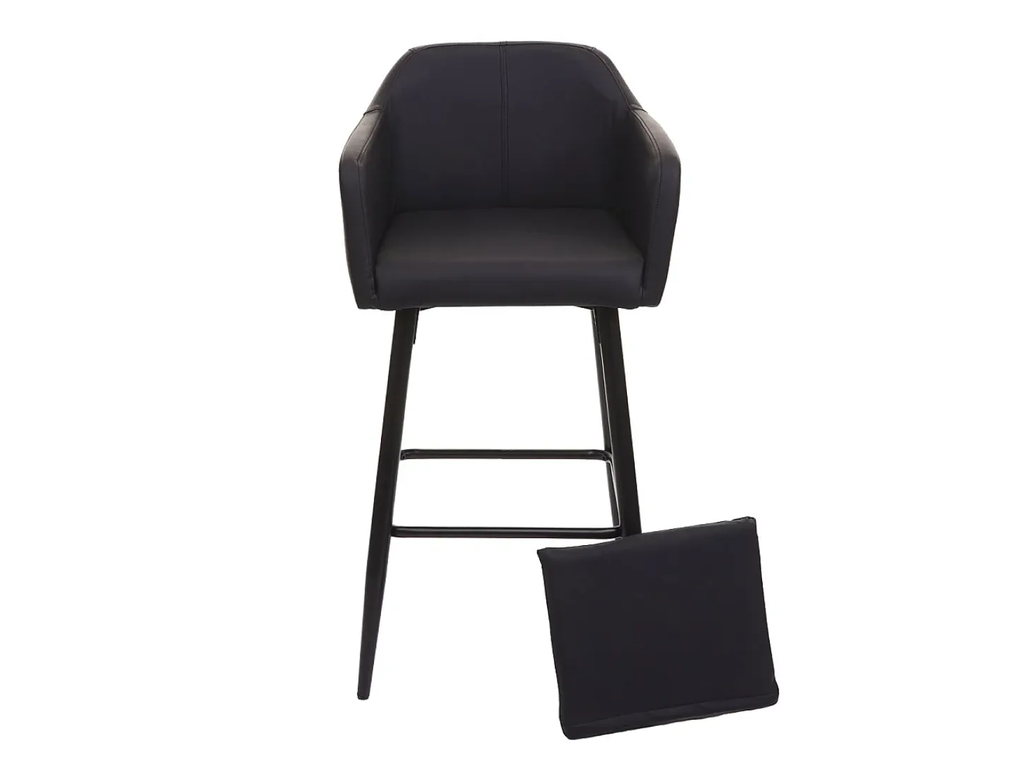 Taburete de bar MCW-H93 (juego de 2), imitación de cuero negro