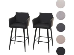 Taburete de bar MCW-H93 (juego de 2), imitación de cuero negro