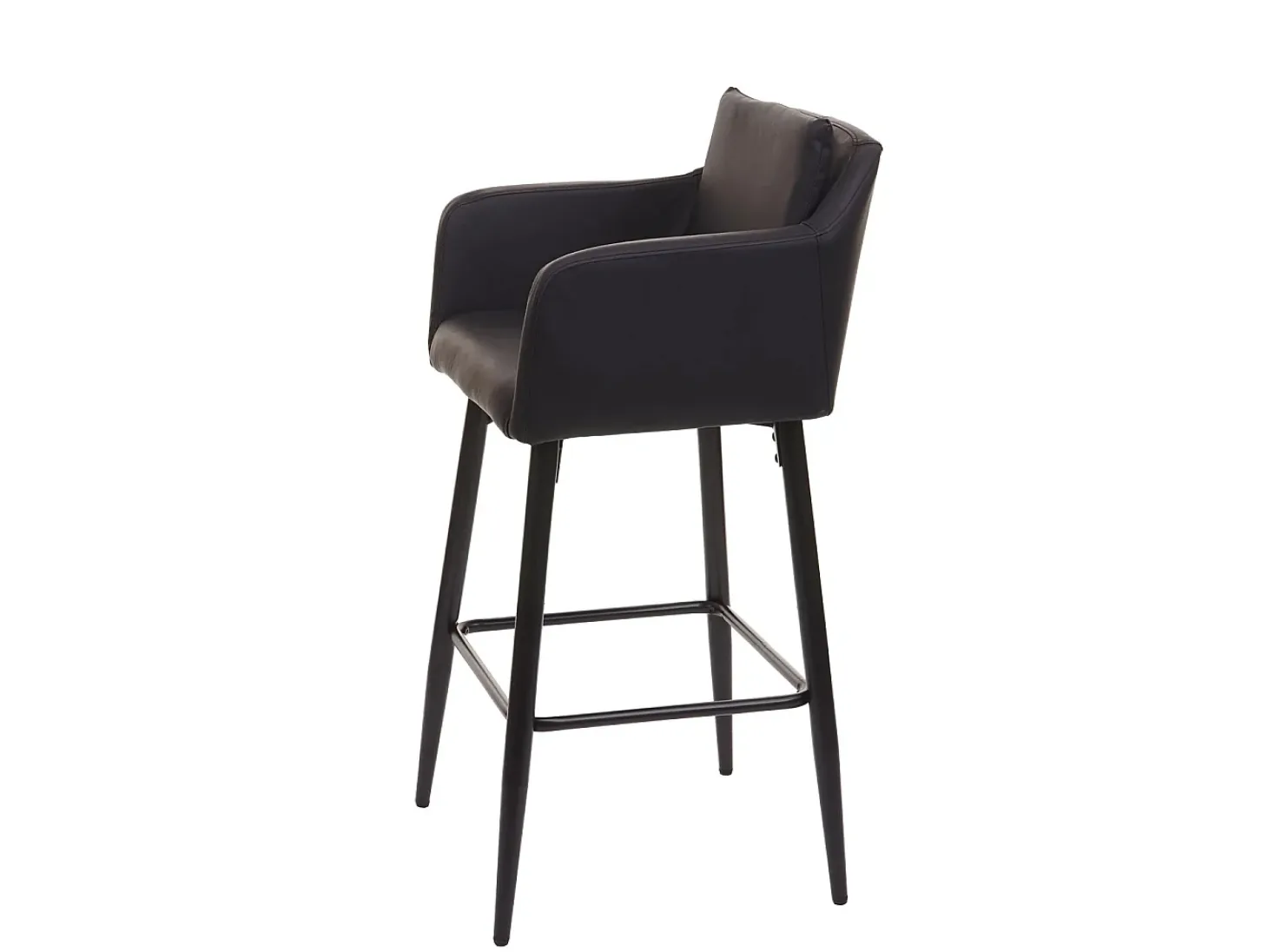 Taburete de bar MCW-H93 (juego de 2), imitación de cuero negro