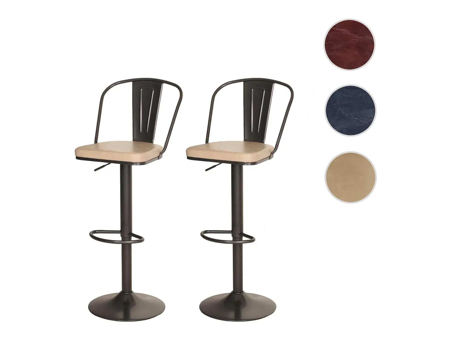 Taburete de bar MCW-H10a (juego de 2), vintage beige
