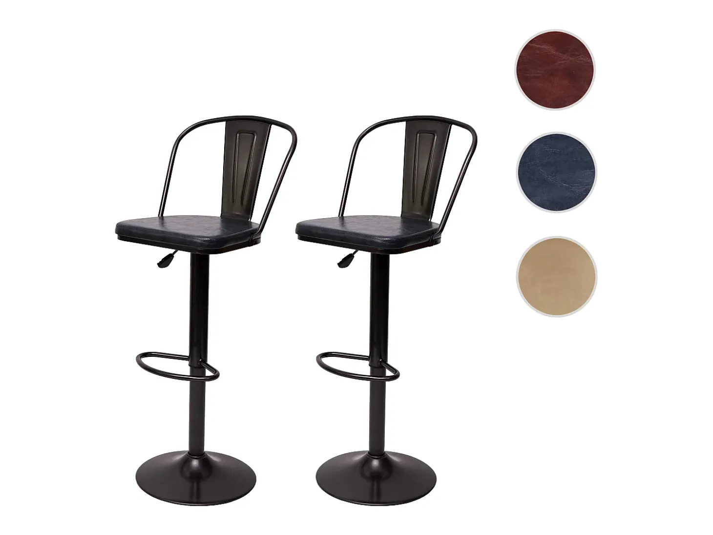 Taburete de bar MCW-H10a (juego de 2), gris vintage
