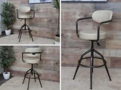 Taburete de bar MCW-H10f, beige vintage