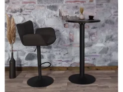 Taburete de bar MCW-M67, gris oscuro base negro