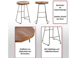 Taburete de bar MCW-N25, naturaleza