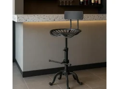 Taburete de bar MCW-N26, negro-plata