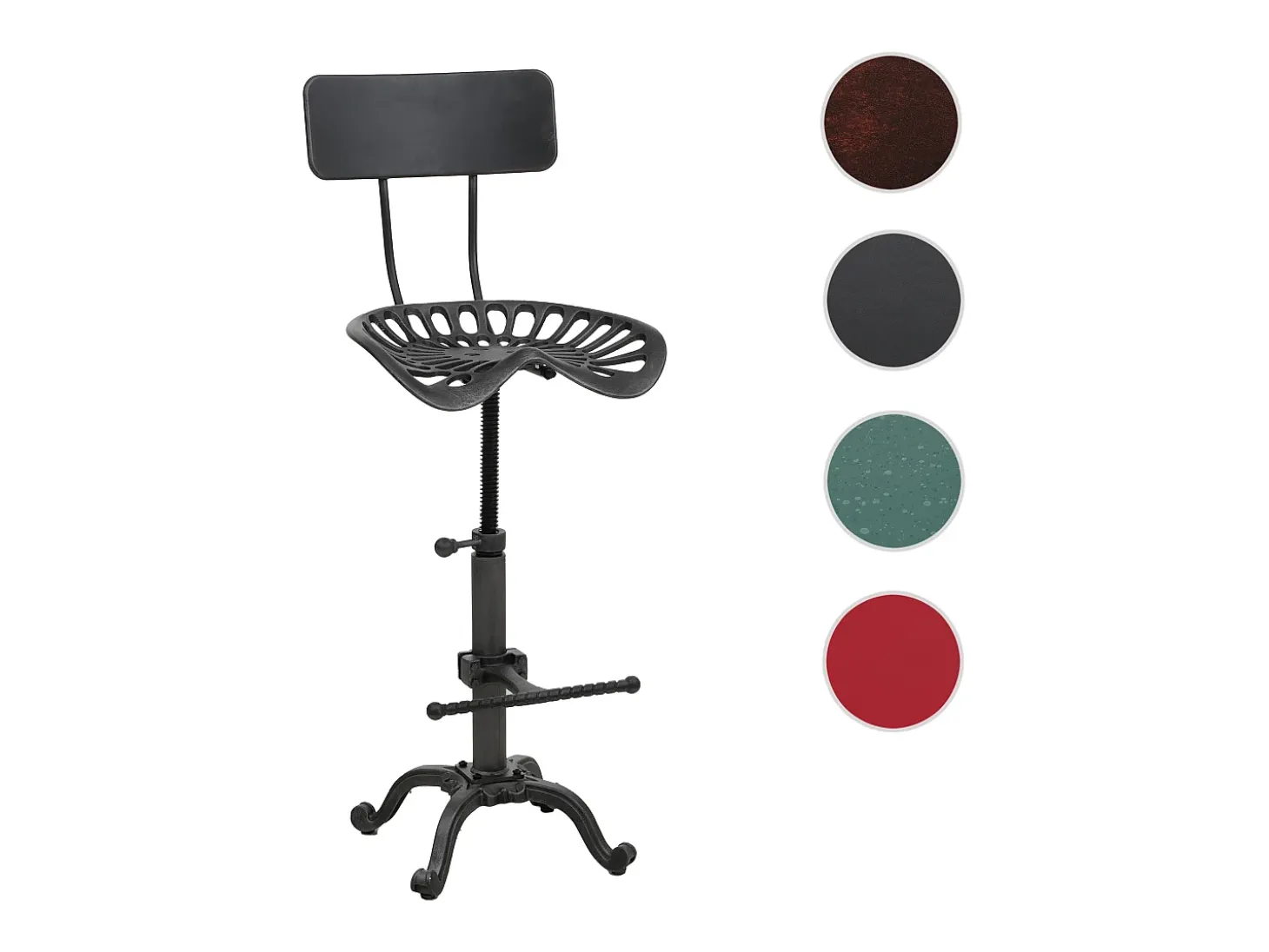 Taburete de bar MCW-N26, negro-plata