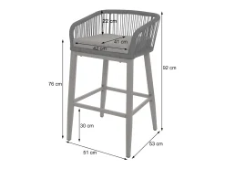 Taburete de bar MCW-O22 (juego de 2), antracita, cojín topo