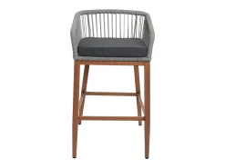 Taburete de bar MCW-O22 (juego de 2), gris claro, cojín gris oscuro
