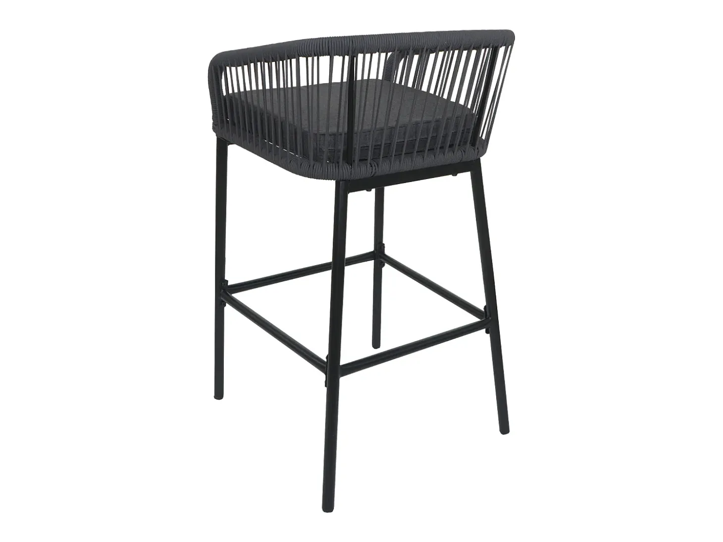 Taburete de bar MCW-O22 (juego de 2), antracita, cojín gris oscuro