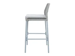 Taburete de bar MCW-O21 (set de 2), gris claro, cojín gris claro