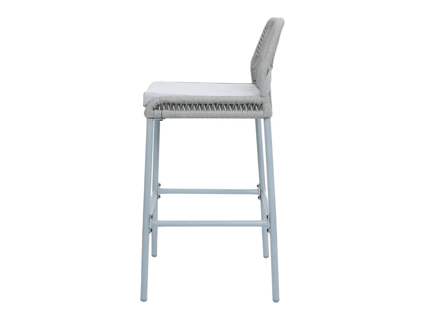 Taburete de bar MCW-O21 (set de 2), gris claro, cojín gris claro