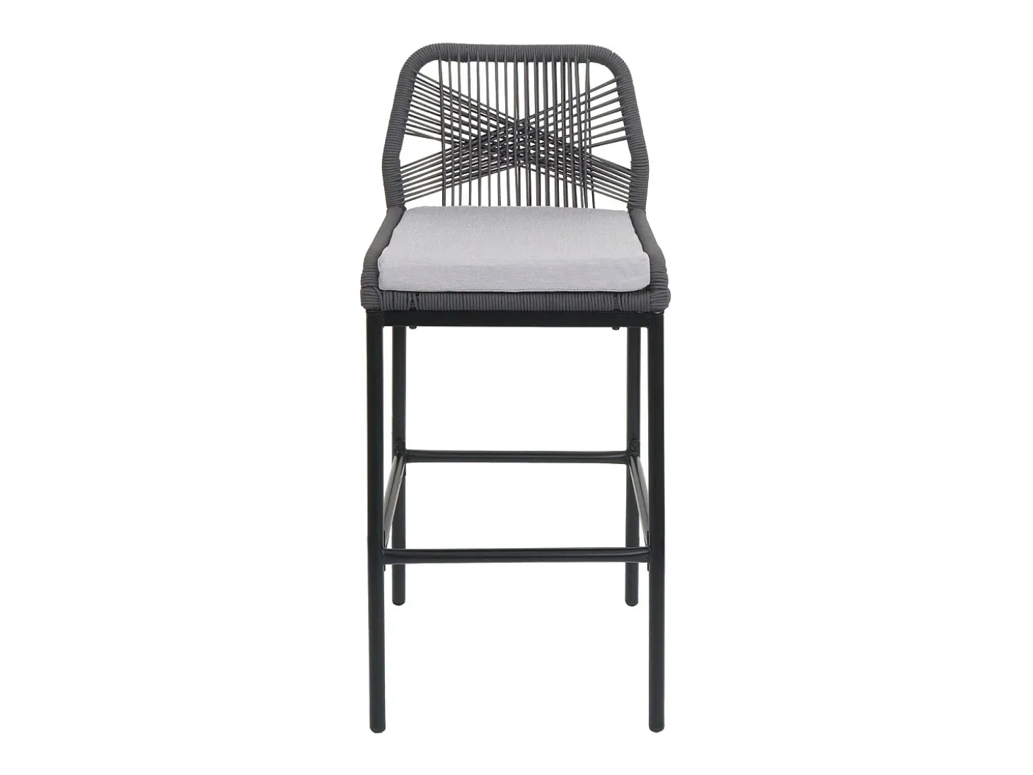 Taburete de bar MCW-O21 (set de 2), antracita, cojín gris claro