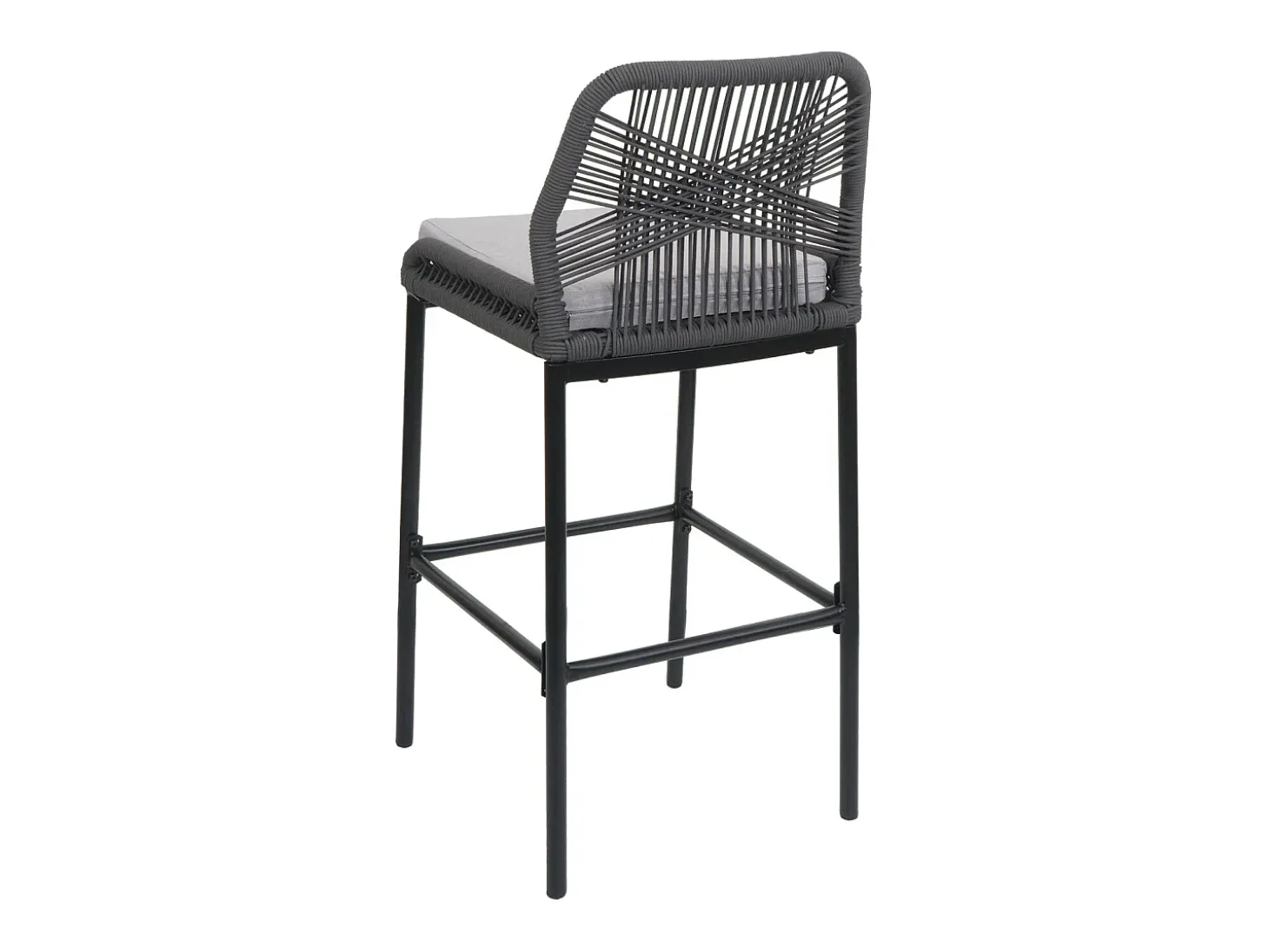 Taburete de bar MCW-O21 (set de 2), antracita, cojín gris claro