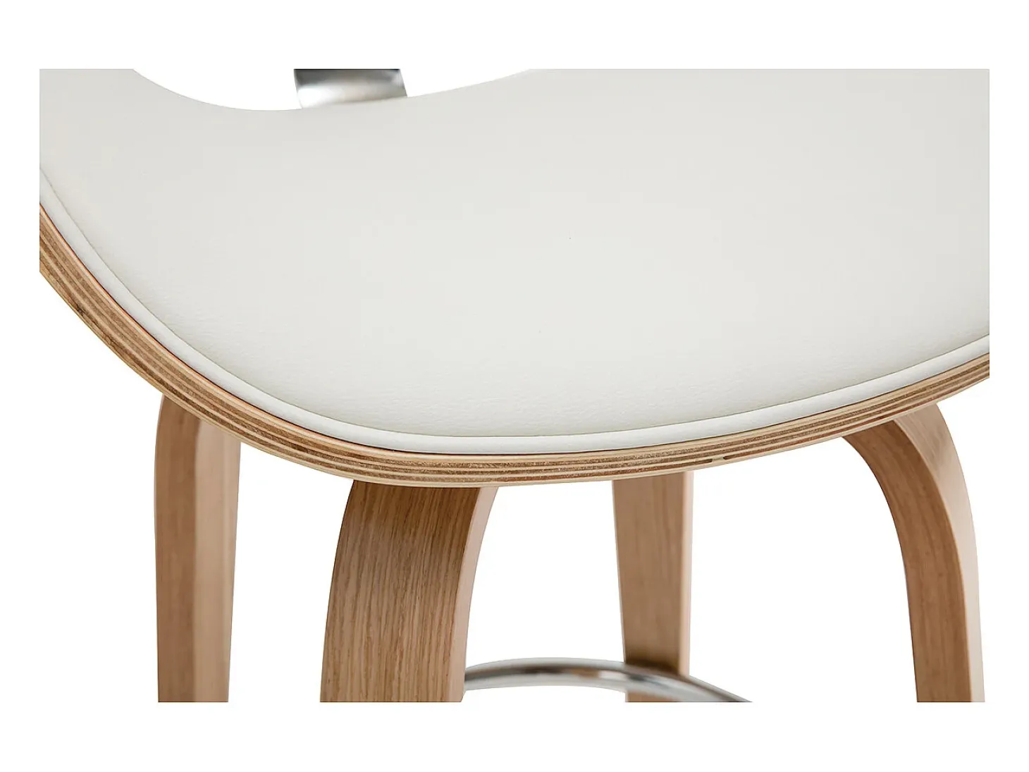 Taburete de bar moderno blanco y madera clara 65 cm WALNUT