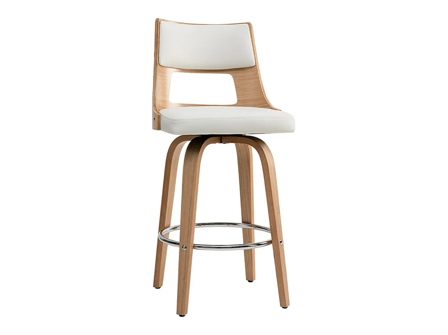 Taburete de bar nórdico blanco y madera clara GARBO
