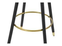 Taburete de bar para cocina en terciopelo con patas de madera negras y doradas h80cm Prague - Negro