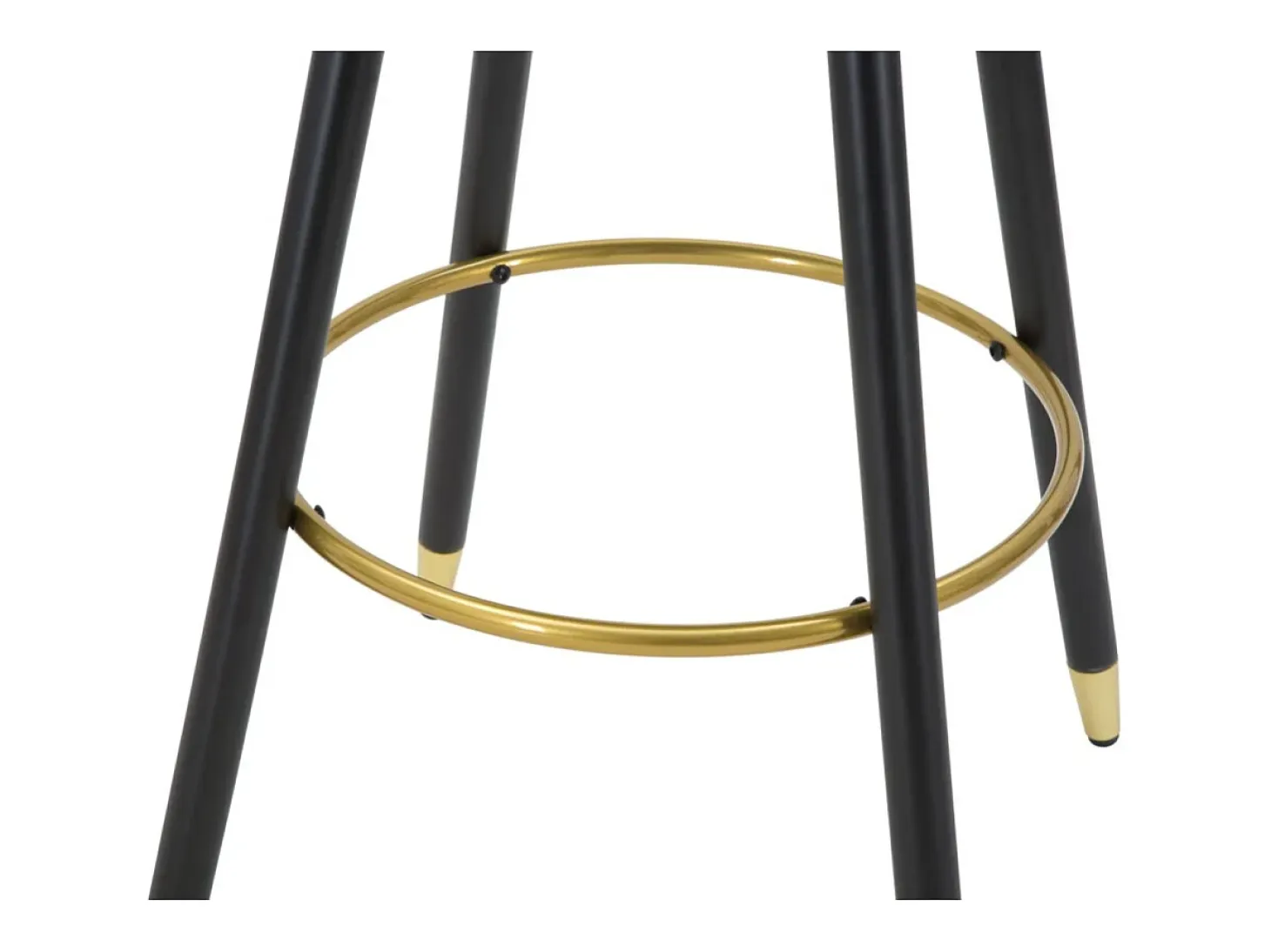 Taburete de bar para cocina en terciopelo con patas de madera negras y doradas h80cm Prague - Negro