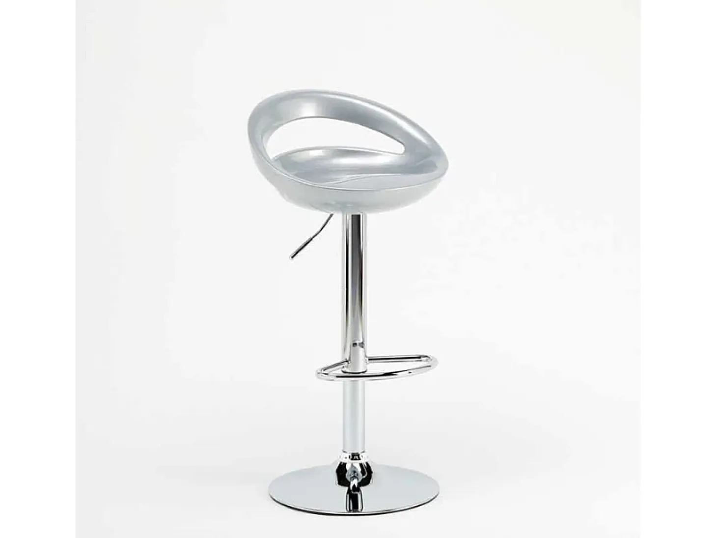 Taburete de bar para cocina alto giratorio fijo ajustable y con reposapiés modelo Hollywood - Gris