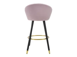 Taburete de bar para cocina en terciopelo con patas de madera negras y doradas h80cm Prague - Rosa