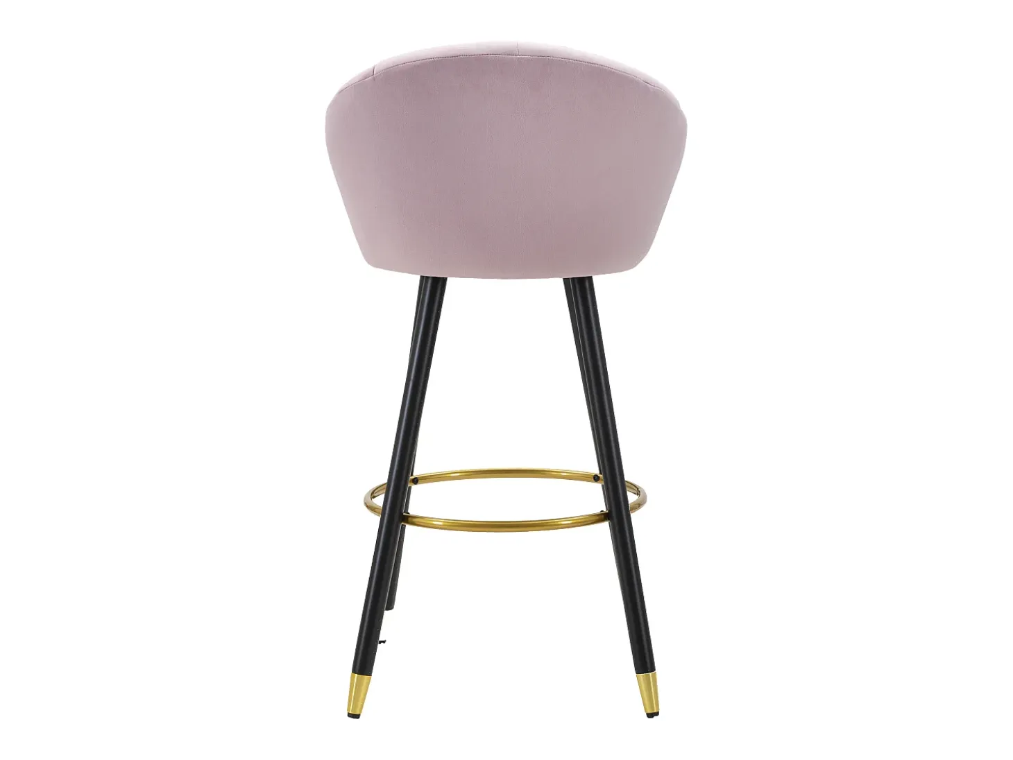 Taburete de bar para cocina en terciopelo con patas de madera negras y doradas h80cm Prague - Rosa