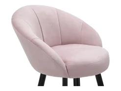 Taburete de bar para cocina en terciopelo con patas de madera negras y doradas h80cm Prague - Rosa