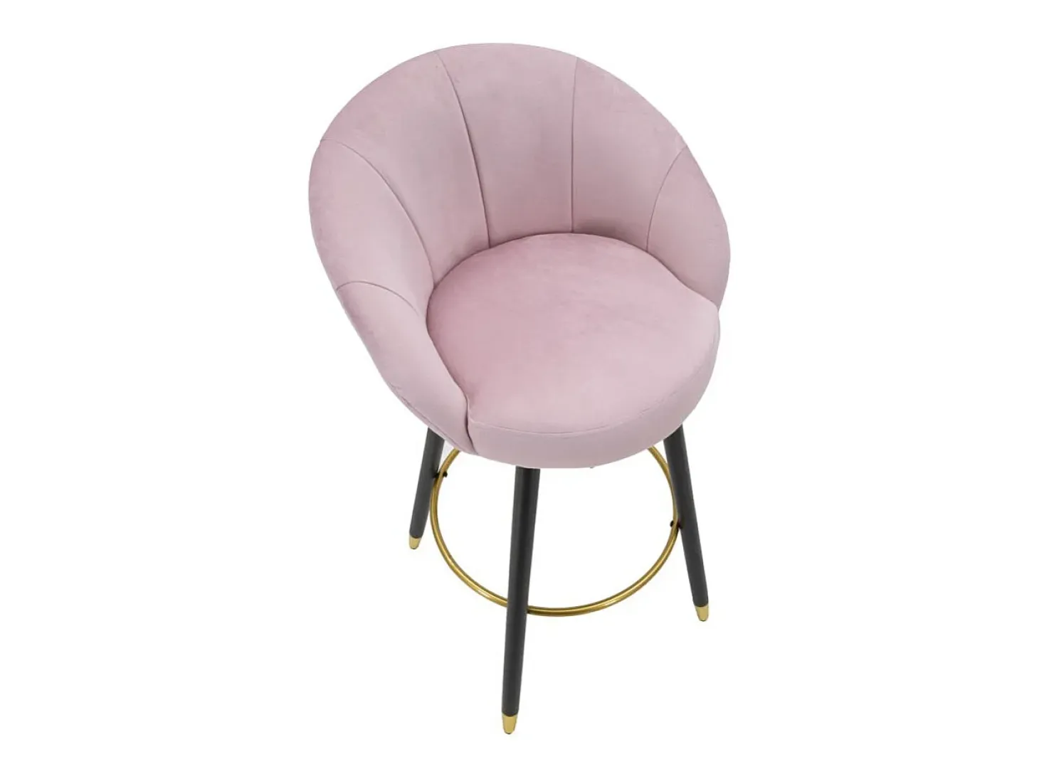 Taburete de bar para cocina en terciopelo con patas de madera negras y doradas h80cm Prague - Rosa