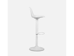 Taburete de bar regulable con imitación cuero, set de 2 blanco