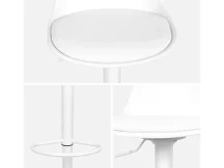 Taburete de bar regulable con imitación cuero, set de 2 blanco